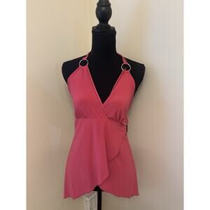 Dynamite Pink Y2K Halter Tank Top Size Medium